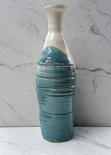 Load image into Gallery viewer, Narrow Neck Large Vase with a Robin&#39;s Egg Blue Base and Glazed White Neck

