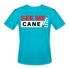 Load image into Gallery viewer, See Me Cane Men’s Moisture Wicking T-Shirt - turquoise
