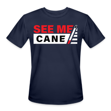 Load image into Gallery viewer, See Me Cane Men’s Moisture Wicking T-Shirt - navy
