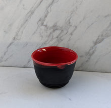 Load image into Gallery viewer, 8oz small bowl in matte black with red glaze dripping down rim
